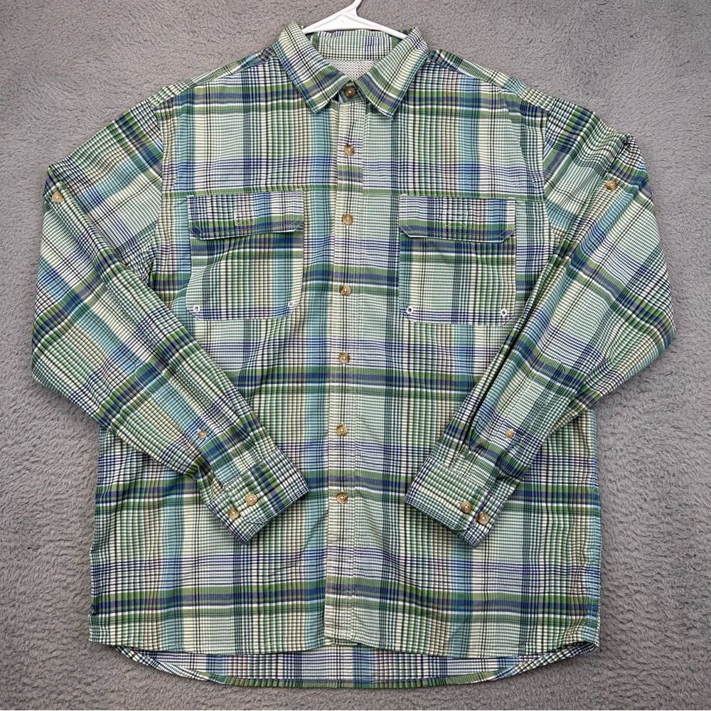 Orton‎ Brothers Shirt Mens Medium Colorful Plaid Vented Pockets Fishing Hiking